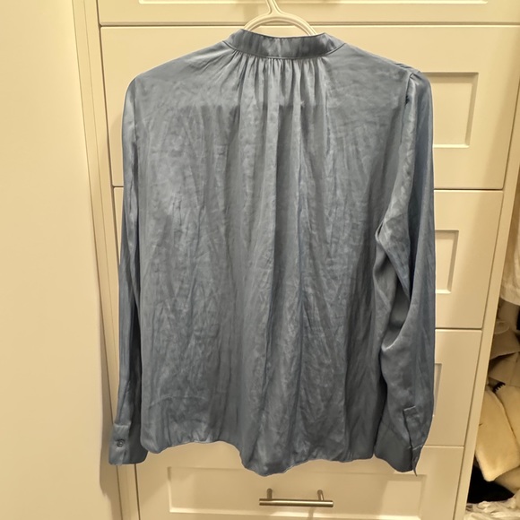 New Zadig & Voltaire Tink band-collar satin blouse blue XS - Picture 4 of 6